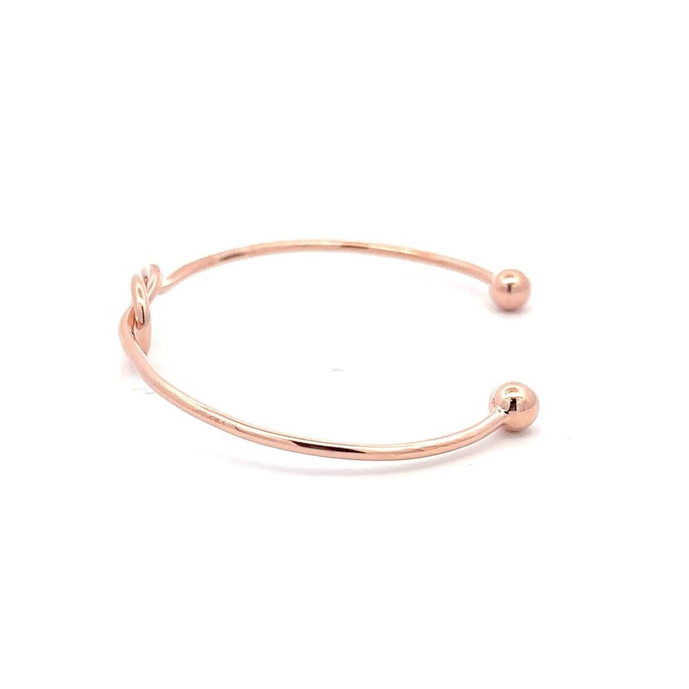 925 Sterling Silver Cuff Bangle Bracelet Size 6.25 inches Center Knot - Picture 11 of 11